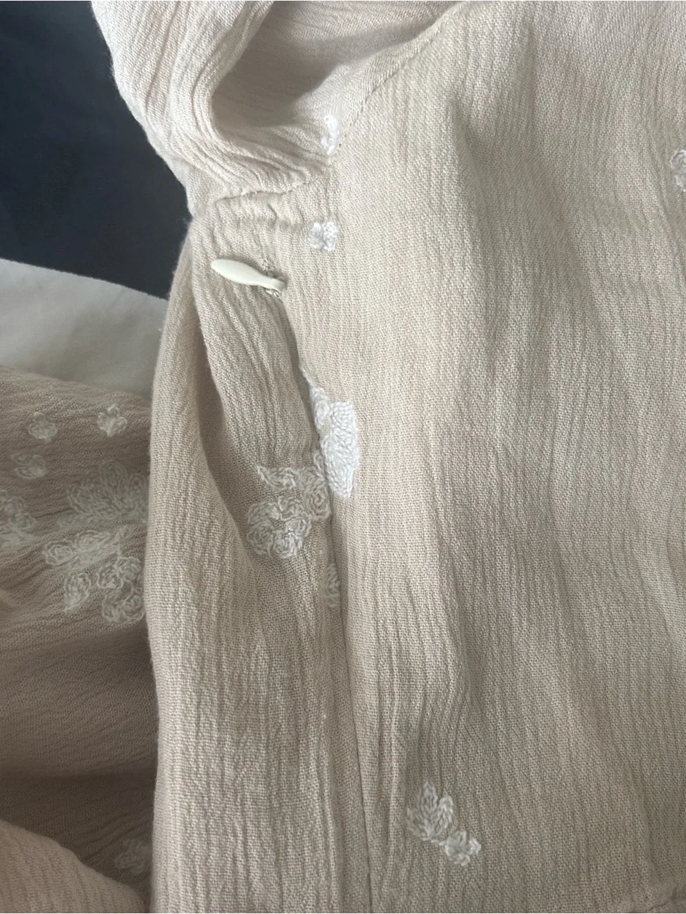 Free People Size 4 Butterfly-Sleeve Floral Embroidered Mini Dress Cream Boho